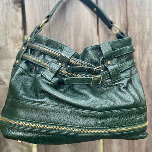 Auth Rebecca Minkoff Green Zipper Devote Birdie Lining Shoulder Bag Tote